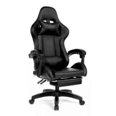 Imagem de Cadeira Gamer Ergonômica Reclinável Giratória Confortável Com Apoio de Pe Cor:Preto