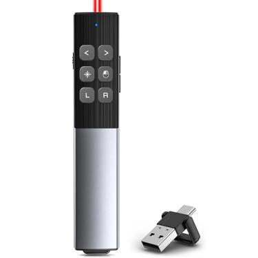 Imagem de Clicker de apresentação sem fio com mouse de ar, volume giroscópico e anotação de tinta – Controle remoto recarregável para PowerPoint/Keynote no Mac, PC, laptop