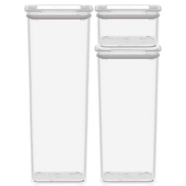 Imagem de Kit Jogo 3 Potes Herméticos Encaixáveis Organizador Cozinha