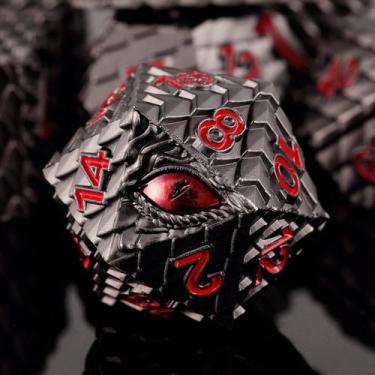 Imagem de Conjunto de dados Handan Dragon Eye Metal 7 peças Dragon Scale D&D
