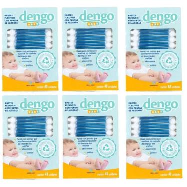 Imagem de Kit 6 Hastes Cotonete Bebes Recem Nascido Dengo Baby C/48