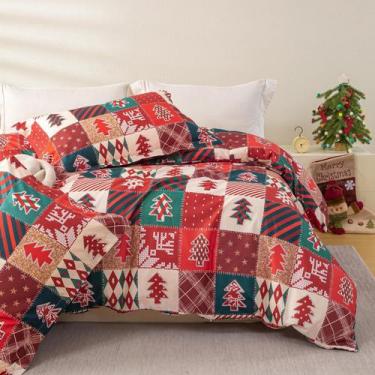 Imagem de Conjunto de capa de edredom OAITE Twin Size Christmas, 3 peças