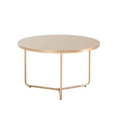 Imagem de Mesa de Centro Redonda Alta 58x36cm Semi Brilho 100% MDF Cor:Dourado -