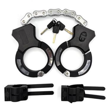 Imagem de Cadeado de bicicleta Monster Lock com punho duplo – Cadeado de corrente resistente com chave para scooters elétricas, bicicletas elétricas, bicicletas, motocicletas – Bolsa impermeável incluída