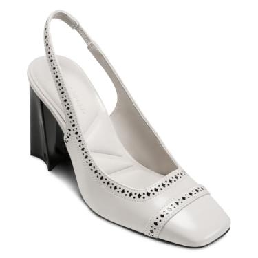 Imagem de Karl Lagerfeld Sandália feminina Siofra com bico fechado e salto alto, Branco macio/preto, 35