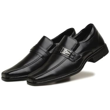 Imagem de Sapato Social Masculino Detalhe Metal Bico Quadrado Esporte Fino Moderno Palmilha Espumada Tamanho:42;Cor:Preto;Gênero:Masculino;Departamento BS:Esporte