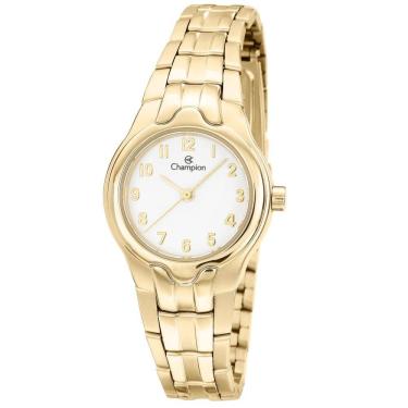 Imagem de Kit Relógio Champion CH28960W Feminino Dourado Colar Brinco