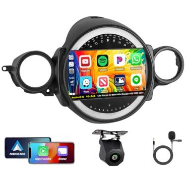 Imagem de Inefala [4G + 64G] Estéreo automotivo Android 15 para BMW Mini Cooper R56 2007-2014 com Carplay sem fio/Android Auto, tela sensível ao toque HD de 22 cm com GPS Bluetooth WiFi FM/RDS Rádio EQ SWC