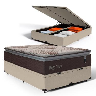 Imagem de Cama Box Baú com Colchão de Espuma Mega Pillow Queen 158cm
