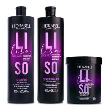 Imagem de Liso Leve Solto 800ml Hidrabell Cosméticos Cabelo sem Frizz Ácido Hial