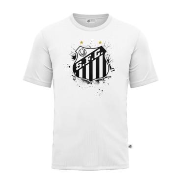 Imagem de Camiseta Juvenil Masculina Santos Escudo Algodão Branca