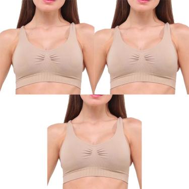 Imagem de Kit 3 Tops Selene Nadador Sem Costura Feminino - Nude
