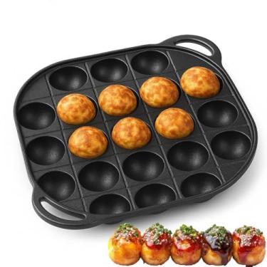 Imagem de JapanBargain 1795, Máquina de takoyaki de ferro fundido, Frigideira, Frigideira, Frigideira, Polvo, Japonês, Forma de Bola, 21 Moldes