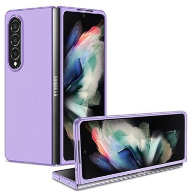 Imagem de Capa de telefone para Samsung Galaxy Z Fold 5 Simples cor sólida Matte Back Cover Z Fold 4 3 21 Ultra Thin Hard PC Protection, roxo, para Z Fold 5 5G