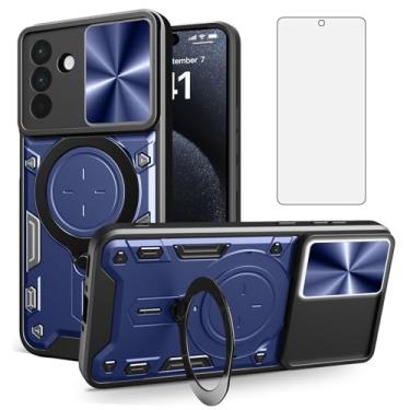Imagem de Asuwish Capa de telefone para Samsung Galaxy A56 5G capa magnética para câmera deslizante com protetor de tela de vidro temperado e suporte de anel acessórios para celular híbrido fino A 56 56A LTE
