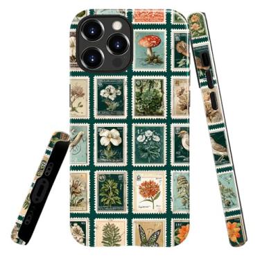 Imagem de heindiy Compatível com iPhone 13 Pro Max, capa brilhante, proteção total, à prova de choque, anti-arranhões, capa de TPU, capas para homem, mulher, colagem, selos postais vintage