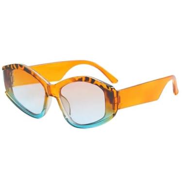 Imagem de Óculos de sol tipo olho de gato, feminino, gradiente UV400, masculino, para esportes ao ar livre, corrida e equitação, laranja e azul