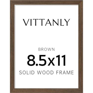 Imagem de Vittanly Porta-retrato de 21 x 28 cm, moldura de madeira maciça com acrílico, inclui tapete de 15 x 20 cm, pendurar na parede ou mesa para fotos, decoração de casa, marrom, 1 pacote