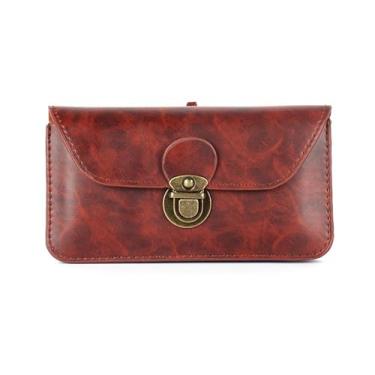 Imagem de Suporte de cinto de telefone, capa de couro com clipe de cinto, bolsa de telefone com compartimento para cartão de identificação para a maioria das bainhas de smartphone