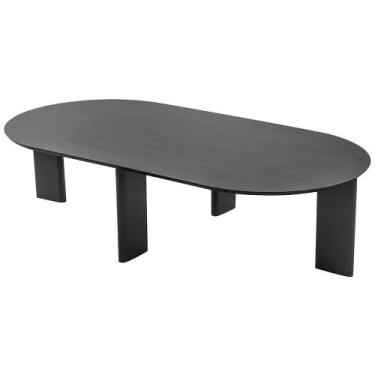 Imagem de Mesa De Centro Para Sala De Estar Oval Pés Madeira Bulat A03 Nero Pret