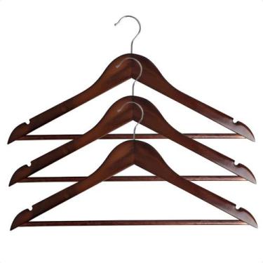 Imagem de Kit 3 Cabide de Madeira para Organização de Roupas - Bravalumi