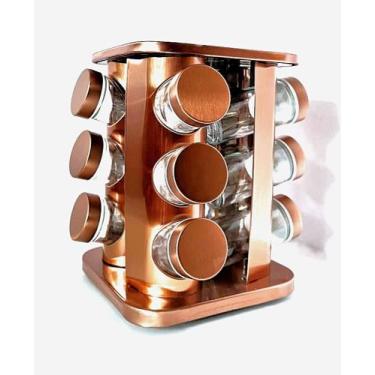 Imagem de Porta Tempero Giratório ROSE GOLD Em Inox 12 Potes Inox - spice carous