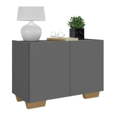 Imagem de Mesa De Cabeceira Com Pés 2 Portas Multimóveis Mp4134 Grafite/natural 