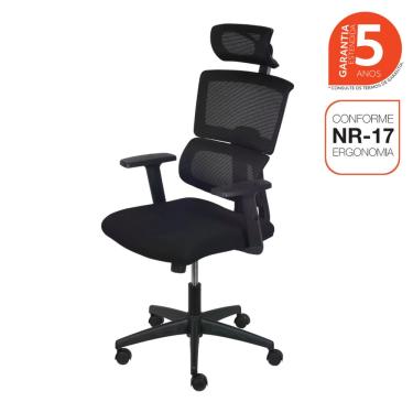 Imagem de Cadeira Escritório Presidente Ergonômica NR17 Tela Mesh Atlanta Preto