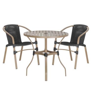 Imagem de 02 Cadeiras Floripa E Mesa Roma 80cm Fendi Trama Original Preto