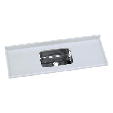 Imagem de Pia De Cozinha Mármore Sintético 140x55cm Com Cuba Aço Inox Multimóveis CR20473 Off White