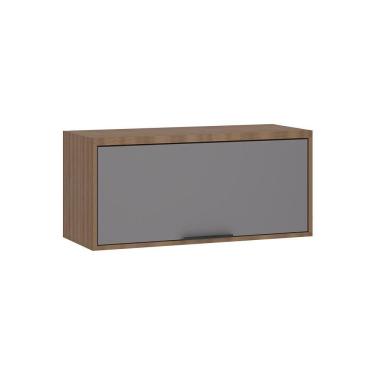 Imagem de Armário Aéreo De Cozinha 80cm 1 Porta Basculante Aspen Luciane Móveis Vanilla Com Cinza Puro