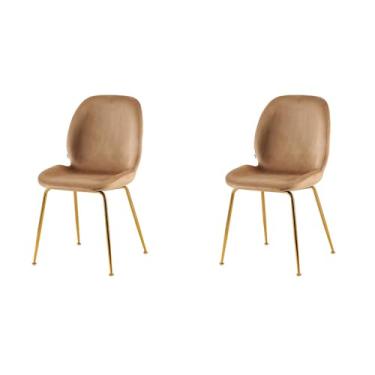 Imagem de Conjunto com 2 Cadeiras Lille Beetle Marrom Base Dourada