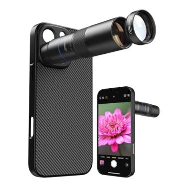 Imagem de MIAO LAB Lente teleobjetiva HD 10X e lente macro de 200 mm, kit de lente de câmera de telefone de alumínio 2 em 1 com interface de rosca de lente de 17 mm. Acessório de lente de telefone adequado para