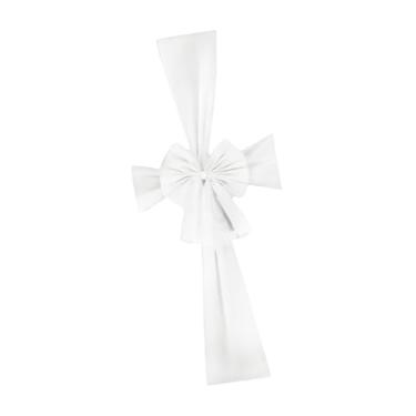 Imagem de Fenteer Laço de Natal para Guirlanda, Laço para Árvore, Enfeite para Porta de Entrada, Decoração Festiva, Envoltório Completo, Artesanato Elegante, Fácil de, Branco