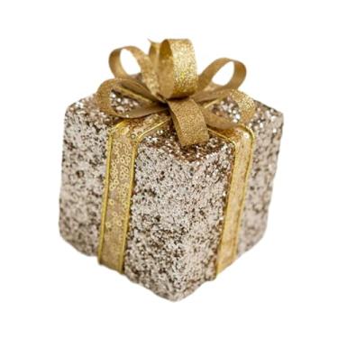 Imagem de Nishiyuenyi Caixa de Presente em Formato de árvore de Natal, com Glitter, Mini Caixa de Presente Multiuso para Decoração de árvore de Natal em Restaurantes E Fest, Laço Dourado