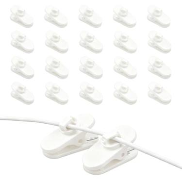 Imagem de 20 peças de suporte giratório para microfone, fixador universal de cabo de fone de ouvido, fio, prendedor de roupas, multiferramentas para escritório, casa (branco)