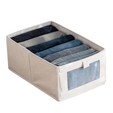 Imagem de Caixa Organizadora em Algodão/Linho com Visor Transparente, Organizador Dobrável para Guarda-Roupa e Gavetas, Material Natural e Respirável (1 Peça)