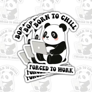 Imagem de 3 peças de adesivos de panda Born to Chill, decalques engraçados de vinil com citação de animais de desenho animado para laptop, caderno, diário, garrafa de água, carro, presente para adolescentes