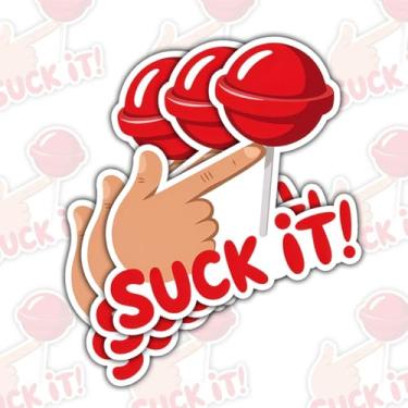 Imagem de 3 adesivos Suck It, decalque divertido de vinil apontando à mão, adesivos sarcásticos de humor para laptop, garrafa de água, caderno, carro, capa de telefone, presente de piada para amigos e adultos