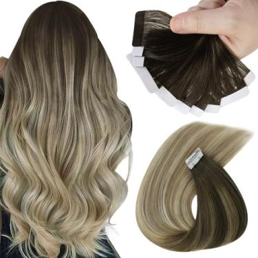 Imagem de Extensões de cabelo humano com fita adesiva Sunny Hair Ombre Dark Brow