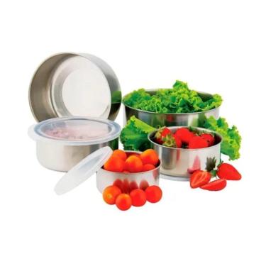 Imagem de Conjunto 5 Potes Herméticos Bavaria Com Tampa - Inox