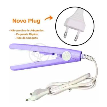 Imagem de Mini Chapinha Prancha Portátil 17Cm Bivolt Profissional Roxo