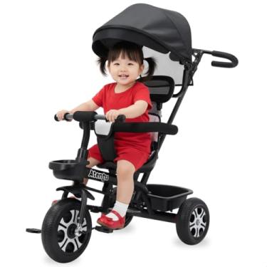 Imagem de Triciclo Infantil com Alça e Capota Atentu Motoca Passeio com Empurrador (Preto)