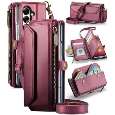 Imagem de Asuwish Capa de celular para Samsung Galaxy Z Fold 7 com zíper e compartimento para caneta S e alça de pulso com bloqueio de RFID, suporte para cartão de crédito, acessórios para celular ZFold Z7 G