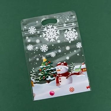 Imagem de 50 unidades de sacos transparentes brilhantes de flocos de neve de Natal – perfeitos para festas de fim de ano, ano novo, ação de graças e muito mais com embalagem de plástico versátil para biscoitos