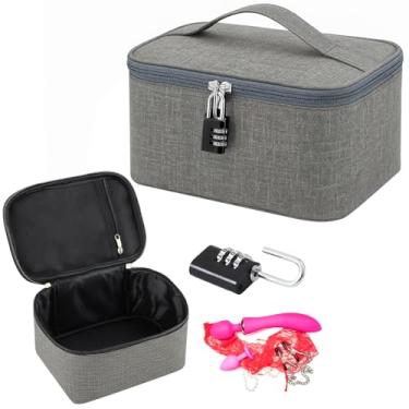 Imagem de Shinylin Discreet Lockable Adult Toy Bag Storage Organizer, Toy Bag Storage Bins Case with Zipper Lid & Lock, 9.7 x 6.5 x 5.3 Inches for Women and Men Clothes Container (Gray)