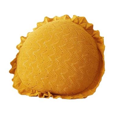 Imagem de Wswqop Almofada Decorativa Redonda, Almofada Tatami de 19 ", Almofada para Cadeira, Sofá, Escritório, Quarto, Sala de Jantar, Sala de Estar, Amarelo