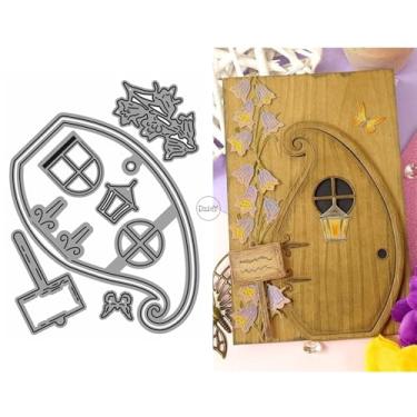 Imagem de DzIxY Lustre de porta moldes de corte de metal para kit de fabricação de cartões, conjunto de recortes de papel, estêncil, suprimentos, modelos de máquina