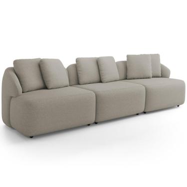Imagem de Sofá 4 Lugares Para Sala de Estar Living 294cm Arlo F04 Linho Bege Escuro - Lyam Decor