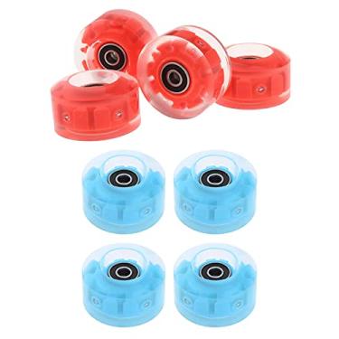 Imagem de barenx Pacote com 8 rodas luminosas quadriciclos para skate com duas fileiras iluminadas